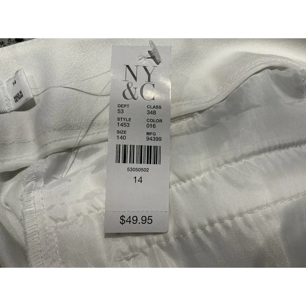 New York & Company Audrey Slim Leg Crop Women's 4 Way Stretch Size 14 White NWT - Picture 11 of 12